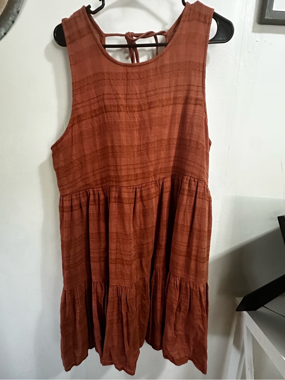 American Eagle Outfitters Rust Orange Tiered Mini Dress